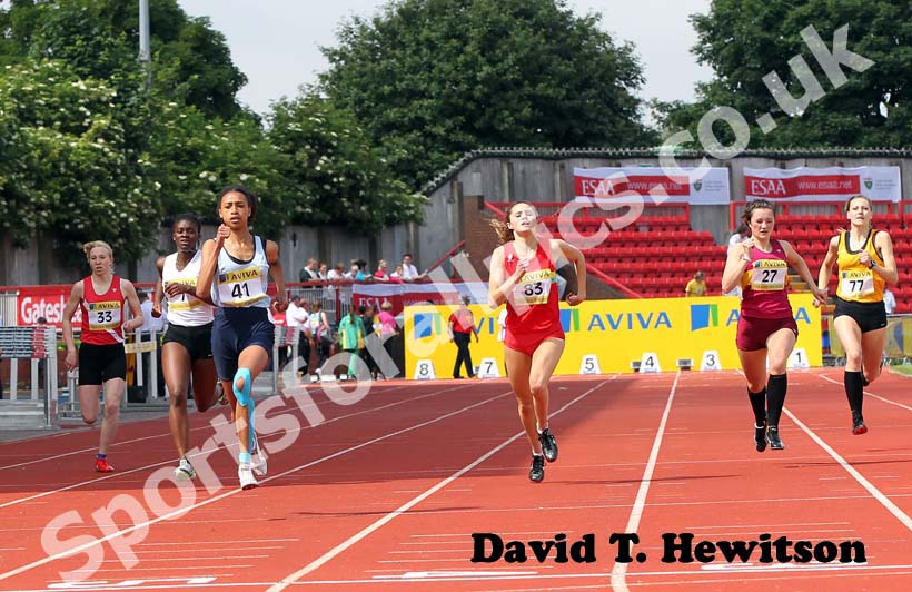 No 41 Cheriece Hylton (Kent) wins the inter Girls 300 metres.
